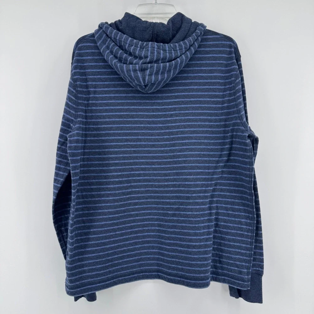 Polo Ralph Lauren Hoodie Mens Large Blue Striped Henley Pullover 710741697003